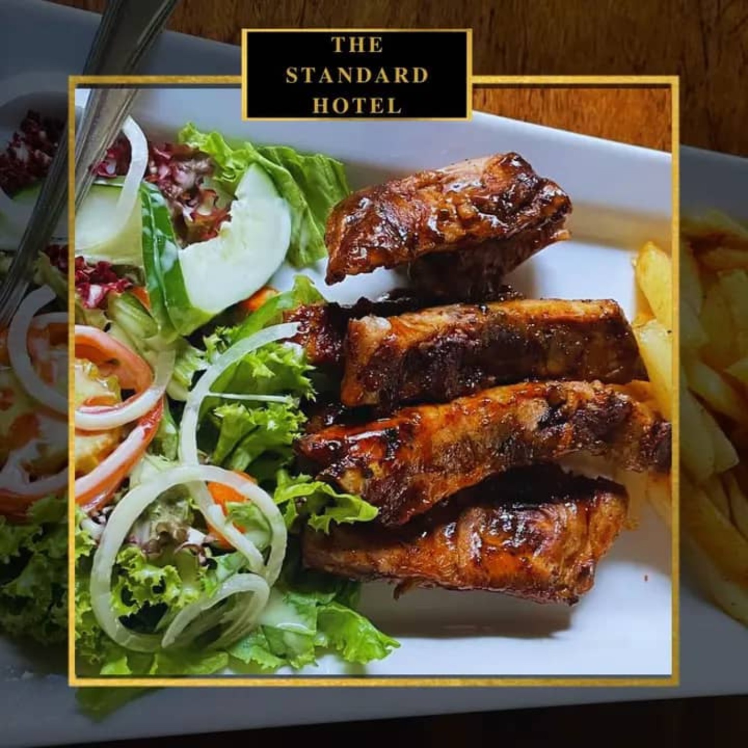 Fish and chips menu selection at The Standard Hotel