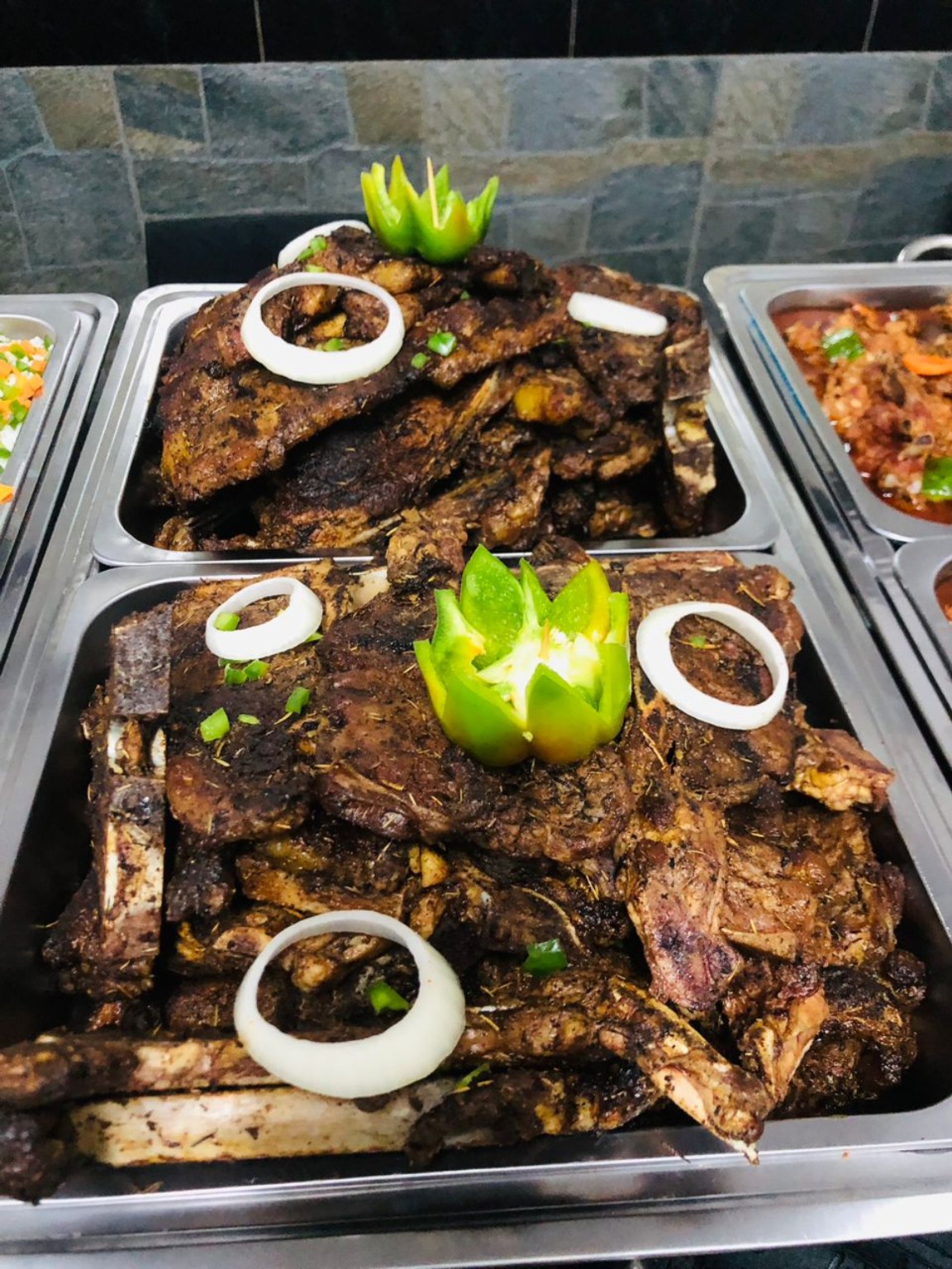 Grilled steak menu selection with salad and chips at The Standard Hotel