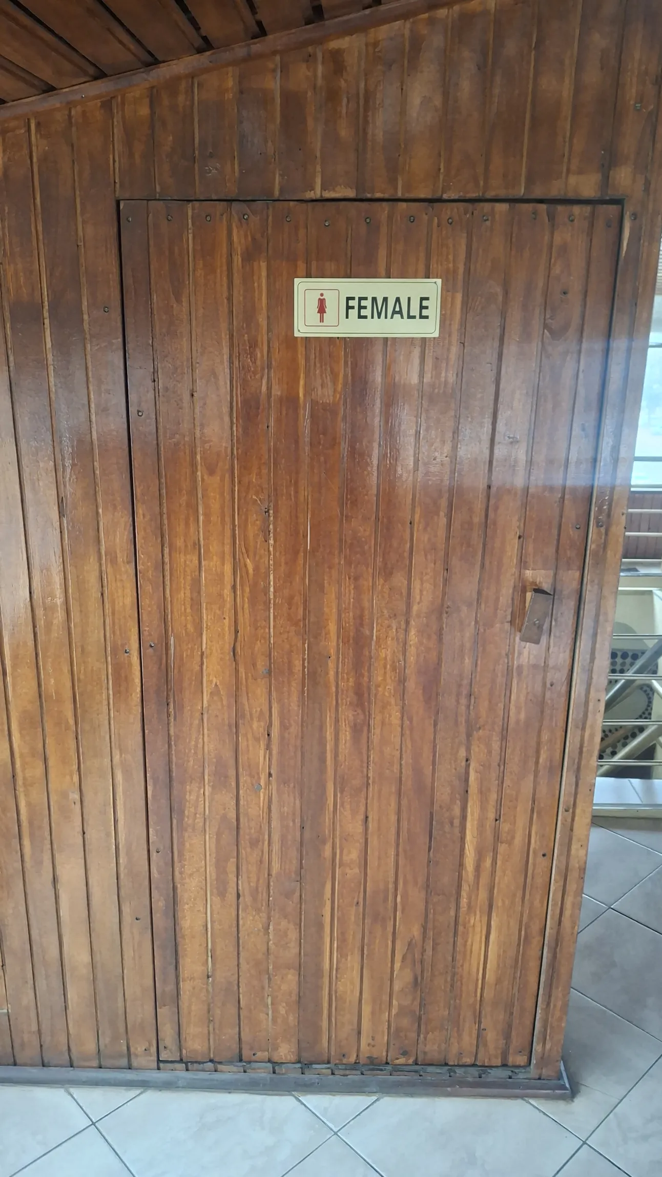 Rooftop terrace restroom signage